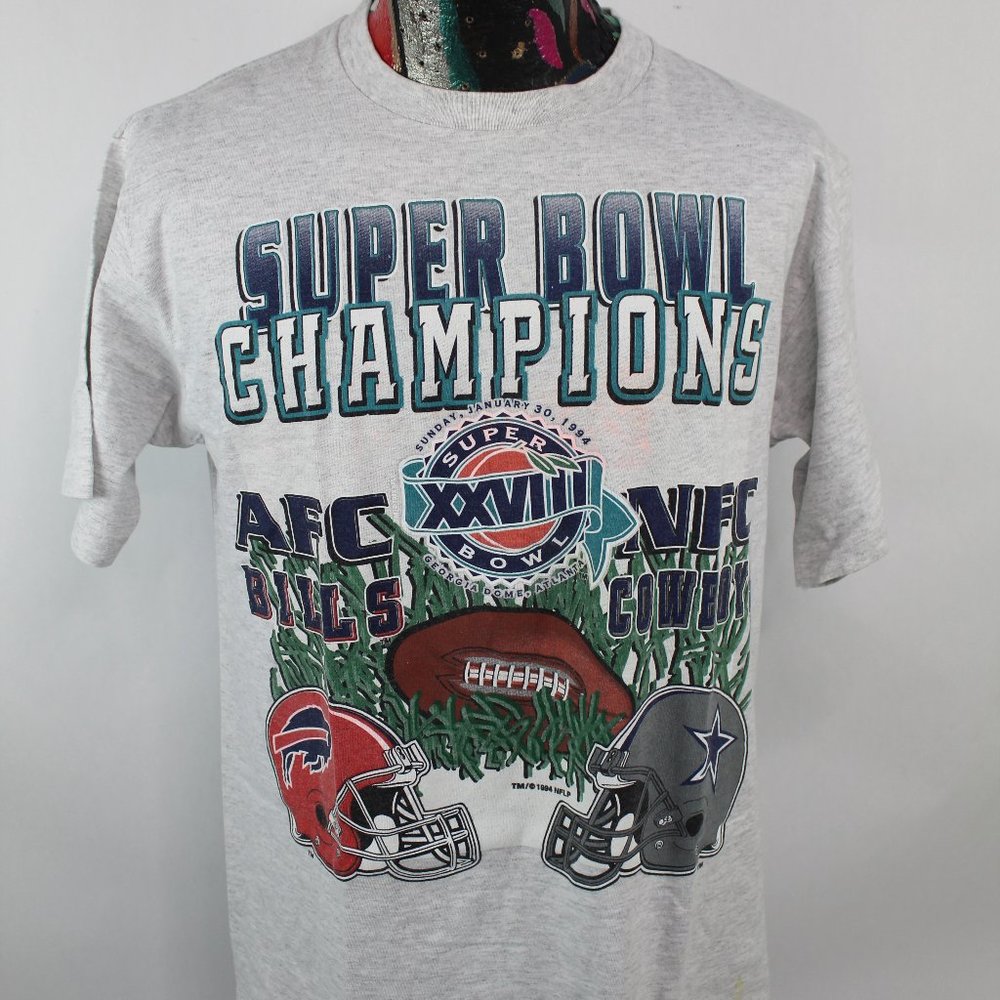 VINTAGE NFL SUPER BOWL 27 TSHIRT SINGLE STITCH 90s BILLS COWBOYS MENS LARGE